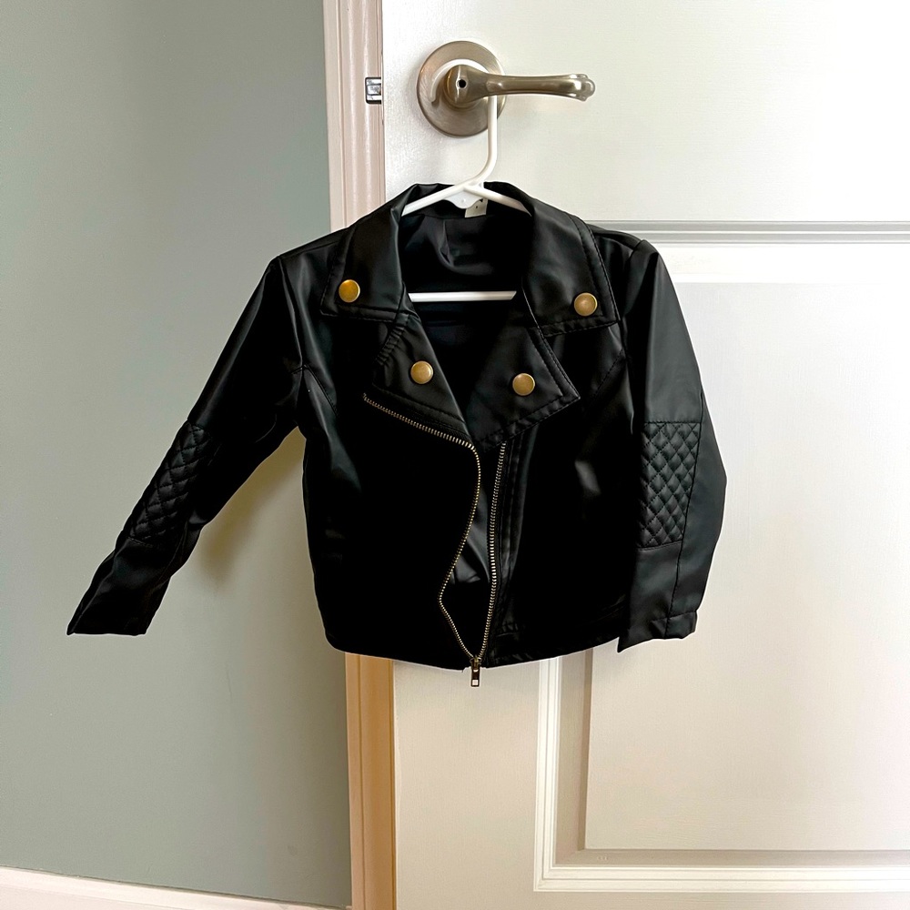 Never worn Baby/toddler girl moto leather jacket